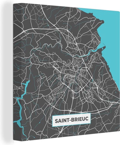Canvas Schilderij Saint-Brieuc - Frankrijk - Stadskaart - Kaart - Plattegrond - 20x20 cm - Wanddecoratie