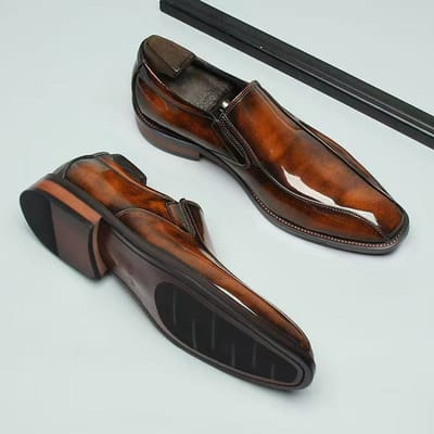 Heren Drie-gewricht Lente Handgemaakt Britse Stijl Rundleer High-end Zakelijk Bruiloft Lake-up Leren Loafers Schoenen 45 black