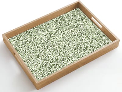 Dienblad hout 50x35 cm - Schootdienblad - Botanisch - Takken - Groen - Borrelplank rechthoek - Plateau dienbladen