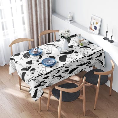 Tafelkleed Keuken Zwart Wit Decoratie Abstracte Print Antislip Waterdicht Eettafelhoes voor Huisdecoratie 200x145cm