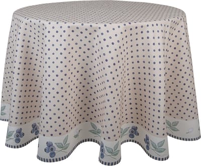 Clayre & Eef Tafelkleed Ø 170 cm Beige Blauw Katoen Bos Dieren Herfst
