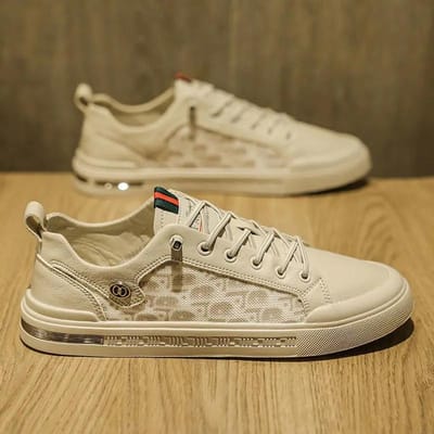 Nieuwe Zomerschoenen Mesh Oppervlak Ademend Casual Mesh Schoenen Jeugd Trend Alles-Match Kleine Witte Herenschoenen 39 beige
