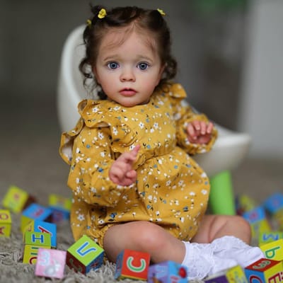 Ryoudavell - Fidget 18inch Levensechte Reborn Baby Pop Meisje - Volledig Lichaam Waterdicht ethyleen- Realistische Pasgeboren Speelgoedpop met Kleding - Verpakkingsaccessoires: （kleurrijke geschenkdoos/babyflesje/luiers/speen/geboorteakte）