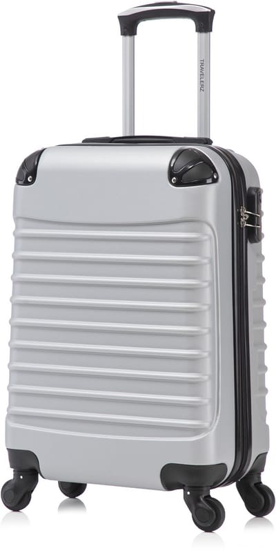 Travelerz Rome Koffer – Handbagage 39 Liter – Lichtgewicht ABS – Spinner Wielen – Zilver – Met Cijferslot
