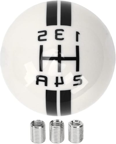 Schakelpookknop Rond - Versnellingshendel Stick Hoofd - Soepeler Schakelen - Met 5 Versnellingen - 57 mm Hoogte - Wit Zwart