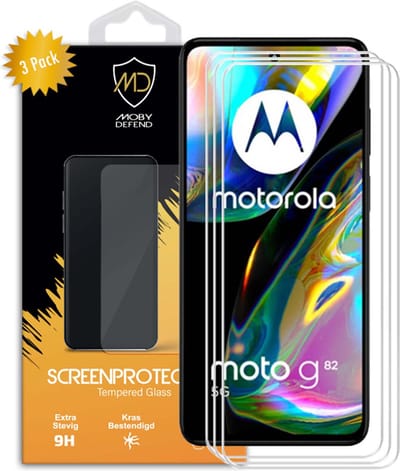 3-Pack MobyDefend Screenprotectors - Geschikt voor Motorola Moto G82 - Case-Friendly Screensavers - Gehard Glas