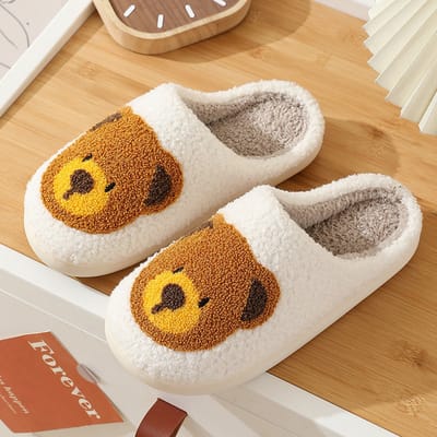 Budino® Beer Pantoffels - Beer Sloffen - Pantoffels - Sloffen - Dames en Heren - Wit Bruin - Maat 37/38