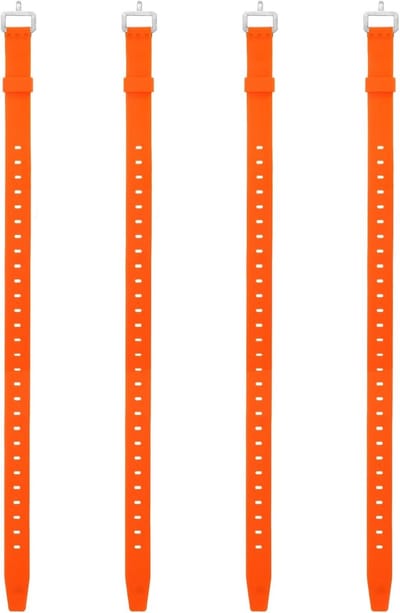 Set van 4 siliconen spanbanden, 45 cm/18 inch, multifunctionele, slijtvaste siliconen spanbanden met metalen gespen, voor het vastbinden van bagage en het organiseren van outdooruitrusting, oranje.