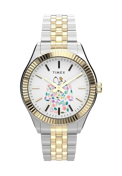 Timex Timex Legacy X Peanuts - In Bloom Quartz Analoog Horloge Twee Toon Kast: 100% Roestvrij Staal | Armband: 100%Roestvrij Staal 34 TW2W95100AJ