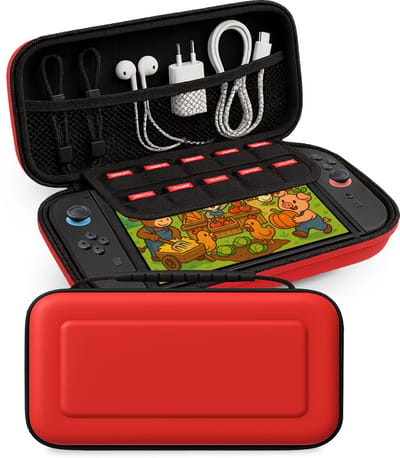 Hoes Geschikt voor Nintendo Switch 2 Case Hoesje - Bescherm Hoes Geschikt voor Nintendo Switch 2 Hoes Hard Cover - Rood