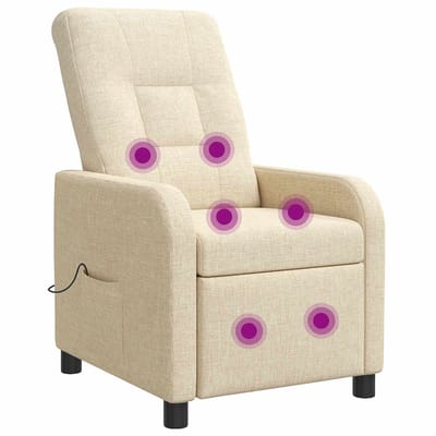 vidaXL - Massage - Relaxstoel - Crèmekleurig - Stof