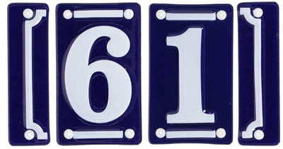 Best for Boots huisnummer 61 met sierrand - Oudhollands - emaille - blauw/wit