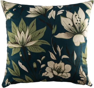 Tiseco - Kussen (gevuld) - Bloementekening print - 45x45 cm, groen