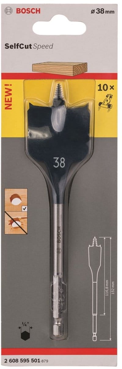 Bosch - Speedborenset Self Cut Speed, zeskant 38 x 152 mm