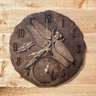 Rustieke Vintage Wandklok met Thermometer voor Keuken, Woonkamer, Tuin of Terras