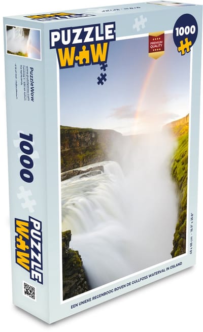Puzzel Een unieke regenboog boven de Gullfoss waterval in IJsland - Legpuzzel - Puzzel 1000 stukjes volwassenen