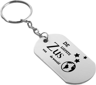 Akyol - de liefste zus van de wereld sleutelhanger - Zus - familie mensen met een zus - cadeau - 54 x 29mm