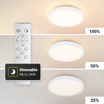 Badkamer plafondlamp wit - IP44 waterdicht - 18 Watt 1800 lumen (100lm/w) - CCT lichtkleur instelbaar (3000K, 4000K & 6500K) - Incl. Afstandsbediening - Ø30 cm - LED Plafondlamp