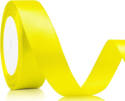 Geschenklint, satijnen lint, 22 m, cadeaulint, breed 20 mm, cadeaulint, bruiloft, stof, satijnen cadeaulint voor geschenkverpakking, knutselwerk, verjaardag en bruiloftsdecoratie (geel)