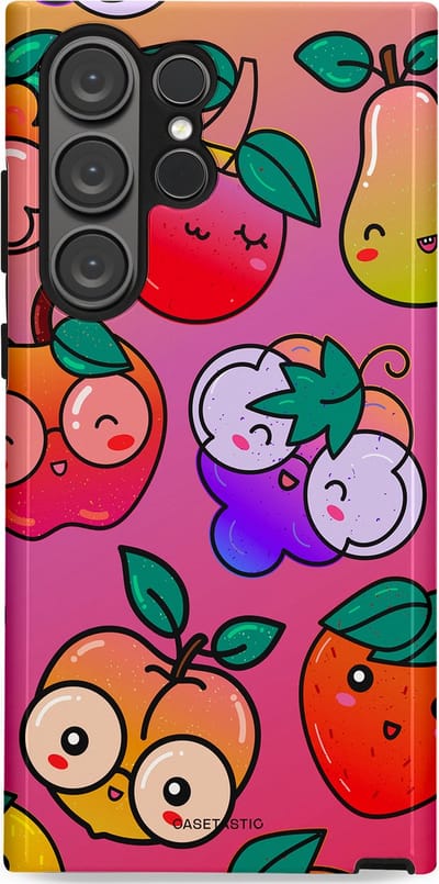 Casetastic Hoesje Geschikt voor Samsung S23 Ultra - Stijlvolle Beschermende Duo-layer Case - Fruitige Grapjes