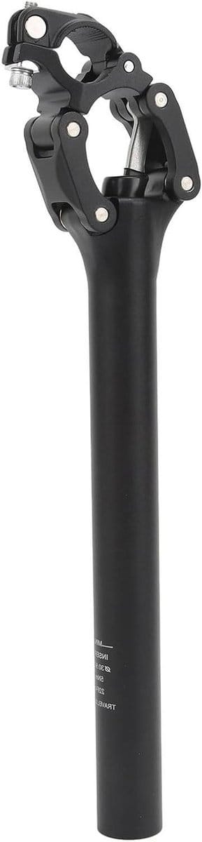Verende Zadelpen - Fiets Schokdemper - Comfortabel Fietsen - Vier-Schakel Systeem - 309 mm - Zwart