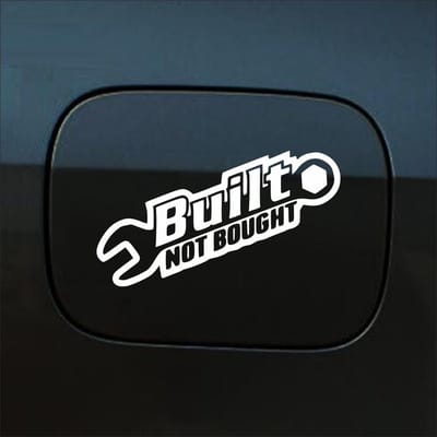 Bumpersticker - Built Not Bought - 8 X 20 - Wit