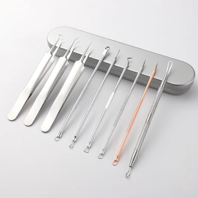 Allecto - Acne Verwijder Set - Blackhead Remover Tools - 9-delige Set - Hoogwaardige RVS - Huidverzorging - Effectieve Verwijdering - Geschikt voor...