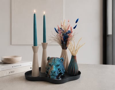 Complete decoratie Set - Tray- vaas- kandelaar- tijger- handgemaakt - handgemaakt - 3D geprint - meerkleurig