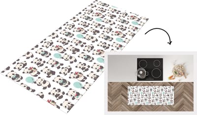 Keukenloper - Loper keuken - Cadeau - Panda - Patroon - 120x50 cm - Keukenloper vinyl