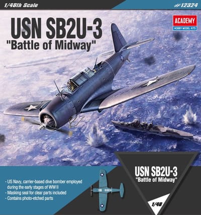 Academy Modelbouwpakket Vliegtuigen - 12324 USN Vought SB2U-3 Vindicator WWII - Battle of Midway - Amerikaans Propellervliegtuig Plastic - 1:48 - Modelbouw