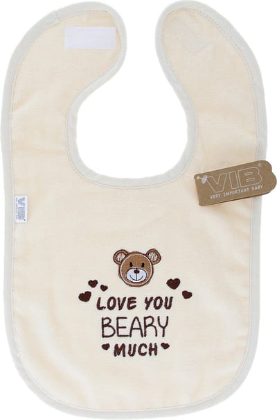 VIB® - Slabbetje luxe velours - love you BEARY much beige - Babykleertjes - Slabbetjes - zwangerschap aankondiging - baby aankondiging