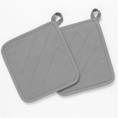 HEM Pannenlappen Lichtgrijs – Groot Formaat – 100% Katoen – Gevoerd met Polyester – Hittebestendig tot 250°C – Set van 2 – Keukenaccessoires