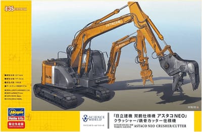 Hasegawa Modelbouwpakket Militaire voertuigen - 52161 Hitachi Doppelarm-Bagger with Brecher/Schneider Plastic - 1:35 - Modelbouw