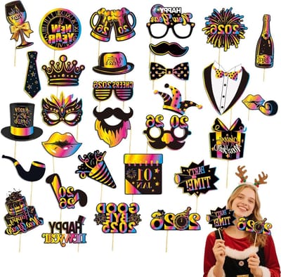 Fotobooth set 2026 - 30 unieke accessoires - Creatieve foto decoratie - Perfect voor New Year feest - ShopVlot