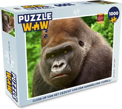 Puzzel Close-up van het gezicht van een mannelijke gorilla - Legpuzzel - Puzzel 1000 stukjes volwassenen