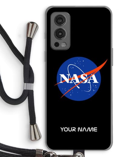 Gepersonaliseerd - Case Company® - Hoesje met koord geschikt voor OnePlus Nord 2 5G hoesje met Koord - NASA - Telefoonhoesje met Zwart Koord - Bescherming aan alle Kanten en Over de Schermrand