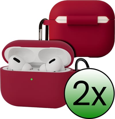 Case - Geschikt voor Apple Airpods Pro 3 - Siliconen Hoes met Clip - Silicone Hoesje Cover - Wijnrood