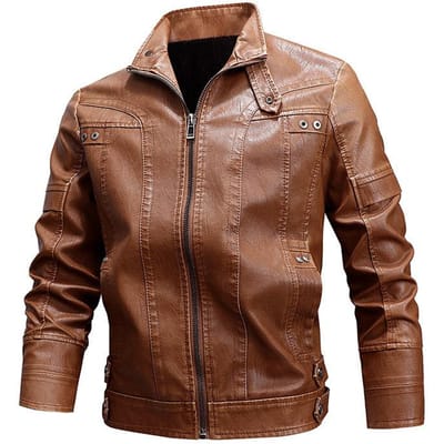 Leren Jas voor Heren Herfst Heren Winter Leren Jas Stijl Europees en Amerikaans Casual Opstaande Kraag PU Leren Jas voor Heren 4XL brown