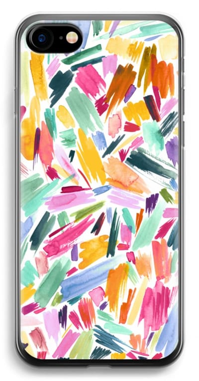 Case Company® - Hoesje geschikt voor iPhone SE 2020 hoesje - Watercolor Brushstrokes - Soft Cover Telefoonhoesje - Bescherming aan alle Kanten en Schermrand