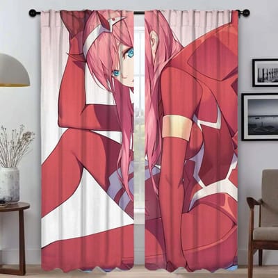 Keukengordijnen voor Slaapkamer Zero Two Halloween Decoratie Elegante Kamergordijnen 2 Stuks Raamgordijn Shades Scheidingswand Woonkamer W50xH70cmx2pcs-CL