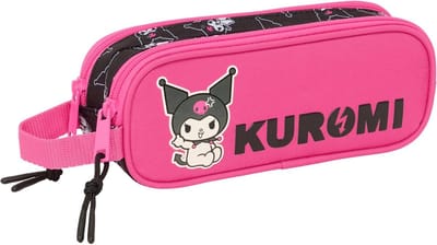 Kinder Pencilcase 21x6x8 cm - Zwart/Fuchsia - Duurzaam & Comfortabel - Casual Schoolaccessoire