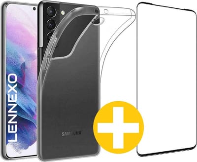 Hoesje en Screenprotector Combi Geschikt Voor Samsung S21 FE - Transparant Hoesje + Premium Screenprotector