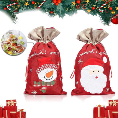 Kerstcadeautassen Set van 2, Trekkoord Tassen voor Sinterklaas en Kerstdecoratie, Perfect voor Cadeaus en Feestelijke Versiering