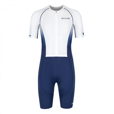 BTTLNS trisuit - triathlon pak - PRO Aero trisuit - trisuit korte mouw heren - langeafstand triathlon - Nemean 1.0 - blauw-wit - M
