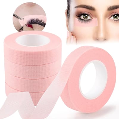 5 Rollen Lintvrije Oogschaduw Tape voor Wimperextensions, Ademend Micropore Stof, Perfect voor Wimperverlenging en Make-up Toepassingen (0.5 inch x 10 Yards)