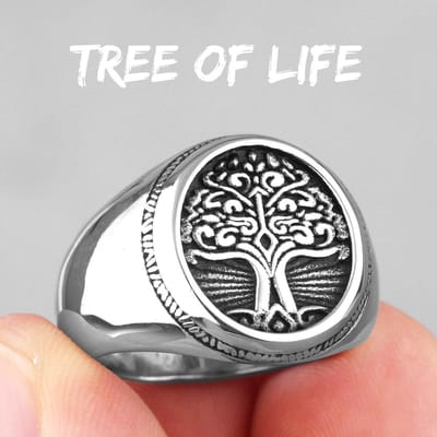 De Levensboom In Noordse Viking Mythologie Roestvrij Staal Herenringen Voor Mannelijke Vriend Sieraden Creativiteit Cadeau 7 white