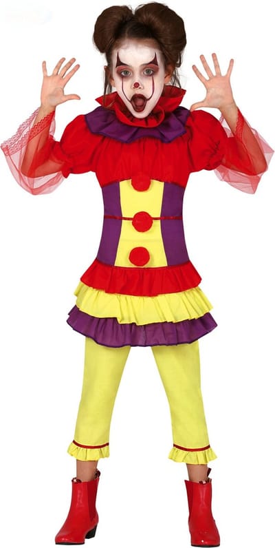 Horror clown Penny verkleed kostuum voor meisjes - Halloween verkleedkleding - Horrorclowns 110/116