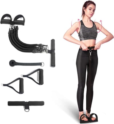 Pedaaltrekker set - Trainingsbanden - Thuis sporten - 11 stuks - 39 x 338 cm - Zwart