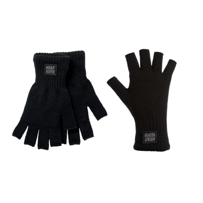 Heatkeeper - Vingerloze thermo handschoenen heren - Zwart - S/M - 2-Paar - Handschoen winter