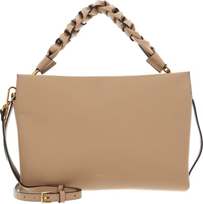 COCCINELLE Leren Handtas Schoudertas Boheme Grana Double Hand Bag Fre. Beige / Sunri